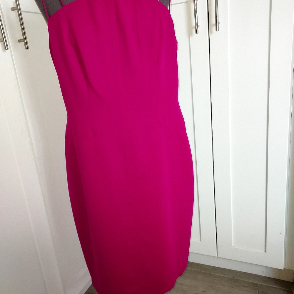 Fuchsia Pink Asymmetrical Bodycon Dress for Cocktail - Picture 9 of 9